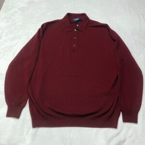 NWT Gobi Mongolian Cashmere Polo Sweater Shirt Men's 4XL Burgundy Wine Red